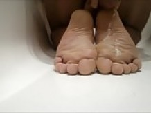 Self footjob with cum on soles (foot, feet) HD