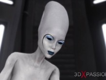 3d alien dickgirl se folla a un ébano caliente en la estación espacial