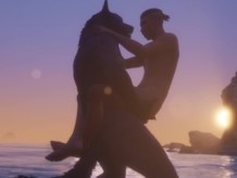 Lobo gay y hombre hacen el amor en la playa / Wild Life Furries
