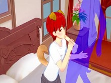 Yaoi Femboy - Shiro Femboy Masturbación con la mano y mamada - Sissy crossdress Japanese Asian Manga Anime Film Game Porn Gay