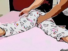 El tío se aprovecha de su sobrina cuando ella está sola masajeando su cuerpo adolescente Parte 1 - Caricatura