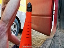 Video privado, tomando XL Cone Toy Mod al aire libre en el trabajo solo